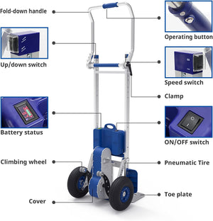 ZW7170EC Electric Powered Stair Climbing Dolly,375 LBS Capacity, Lightweight and Foldable