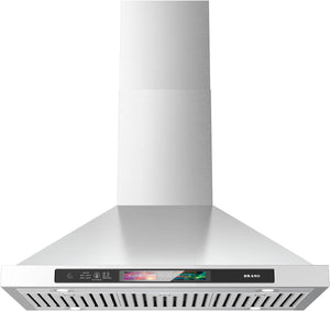 900 CFM Wall Mount Range Hood with Voice/Gesture/Touch Control,4 Speed Exhaust Fan, Ducted/Ductless Convertible, Memory Mode