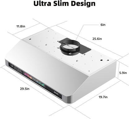 900 CFM Under Cabinet Range Hood with Voice/Gesture/Touch Control,4-Speed Exhaust Fan, Baffle Filters