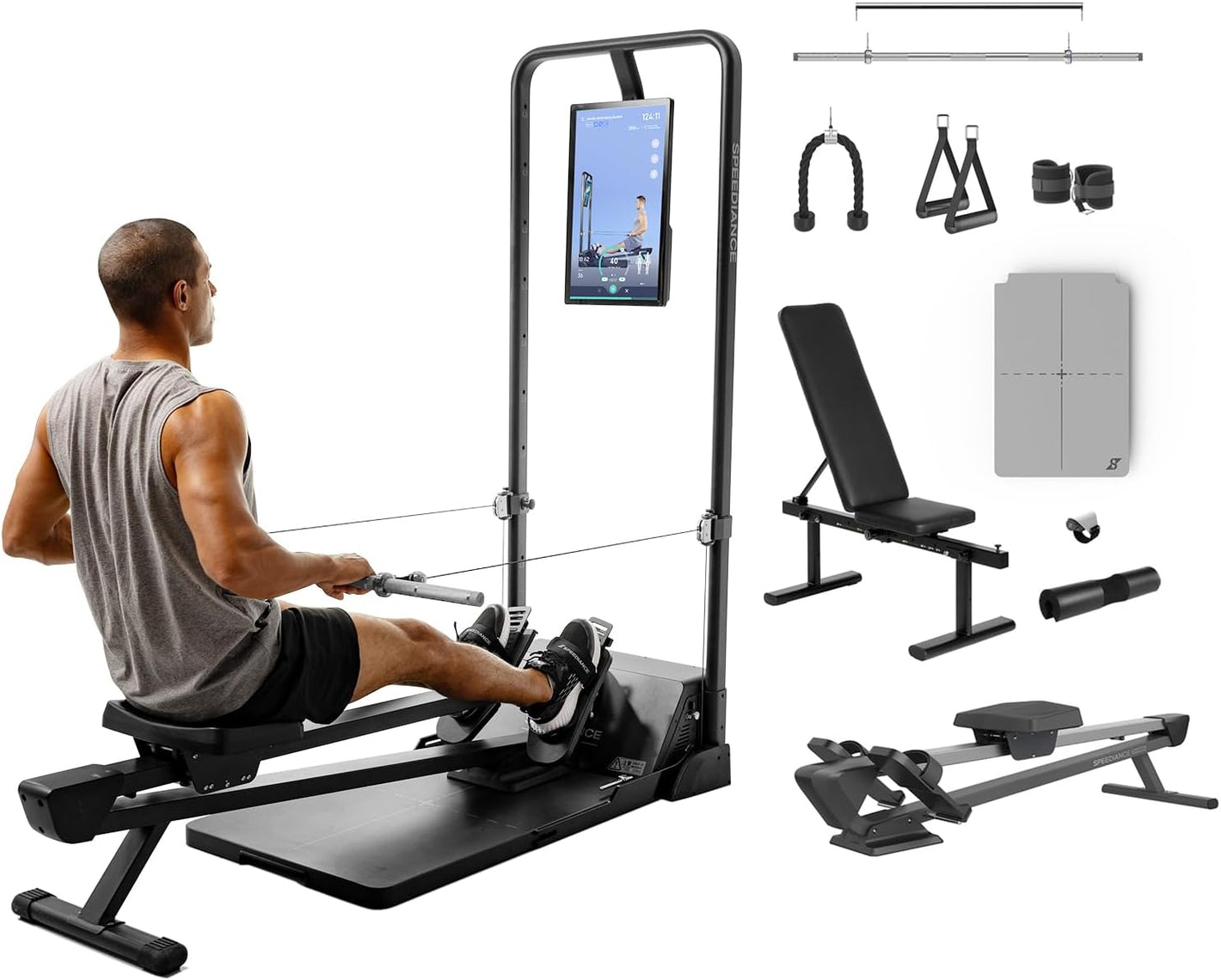 Multifunctional Smith Machine Home Gym Power Cage,for Home Workout, Full Body Strength Training