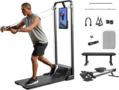 Multifunctional Portable Smith Machine Home Gym Power Cage, Full Body Strength Training