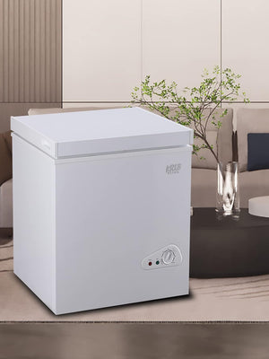 KRIB BLING 3.5 Cu.Ft Chest Freezer 7 Gears Temperature Control(-18°F to -46°F), with a Removable Basket, for House, Kitchen, Garage, Basement, Shop