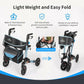 Lightweight Aluminum Foldable All Terrain Rolling Walker with seat, 8 inch Rubber Wheels, Handles and Backrest for Seniors and Adult