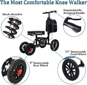 Economical All Terrain Foldable Knee Scooter for Foot Injuries Compact Crutches Alternative