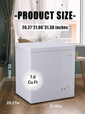 KRIB BLING 7.0 Cu.Ft Chest Freezer 7 Gears Temperature Control(-4°F to 6.8°F), with Two Removable Basket, for House, Kitchen, Garage, Basement, Shop