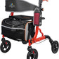 Lightweight Aluminum Foldable All Terrain Rolling Walker with seat, 8 inch Rubber Wheels, Handles and Backrest for Seniors and Adult